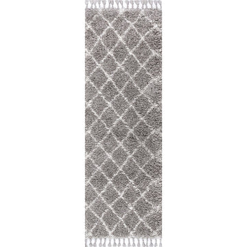 Gabrielle mercer Shag Plush Tassel Moroccan Geometric Trellis Area Rug